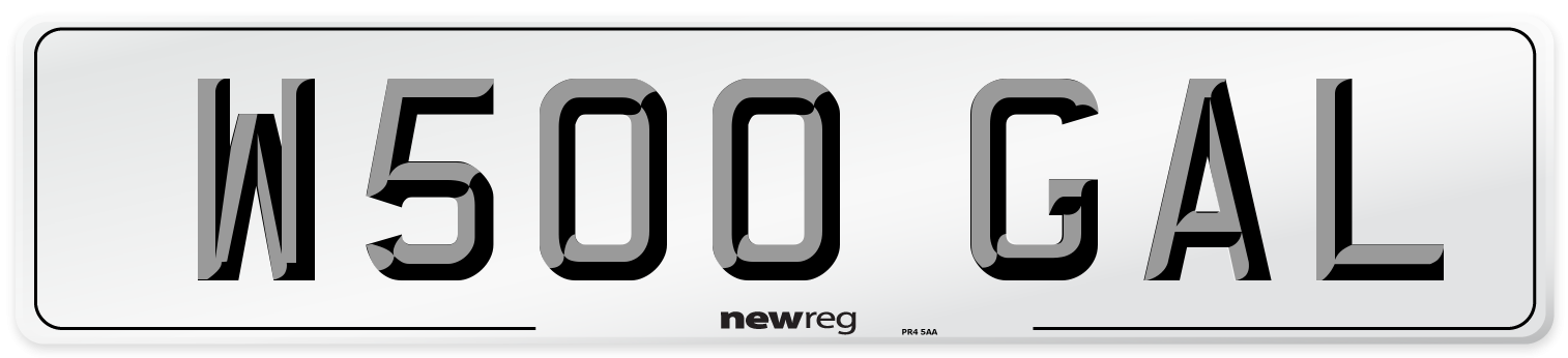 W500 GAL Number Plate from New Reg